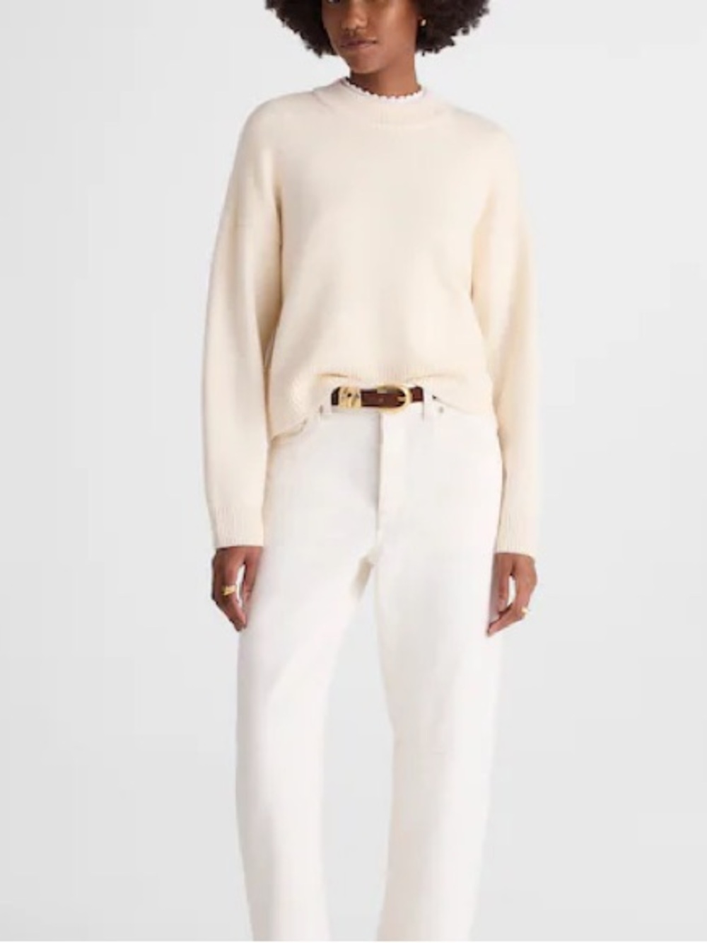 Madewell SoftWool Boxy Crewneck Sweater in cream Size M